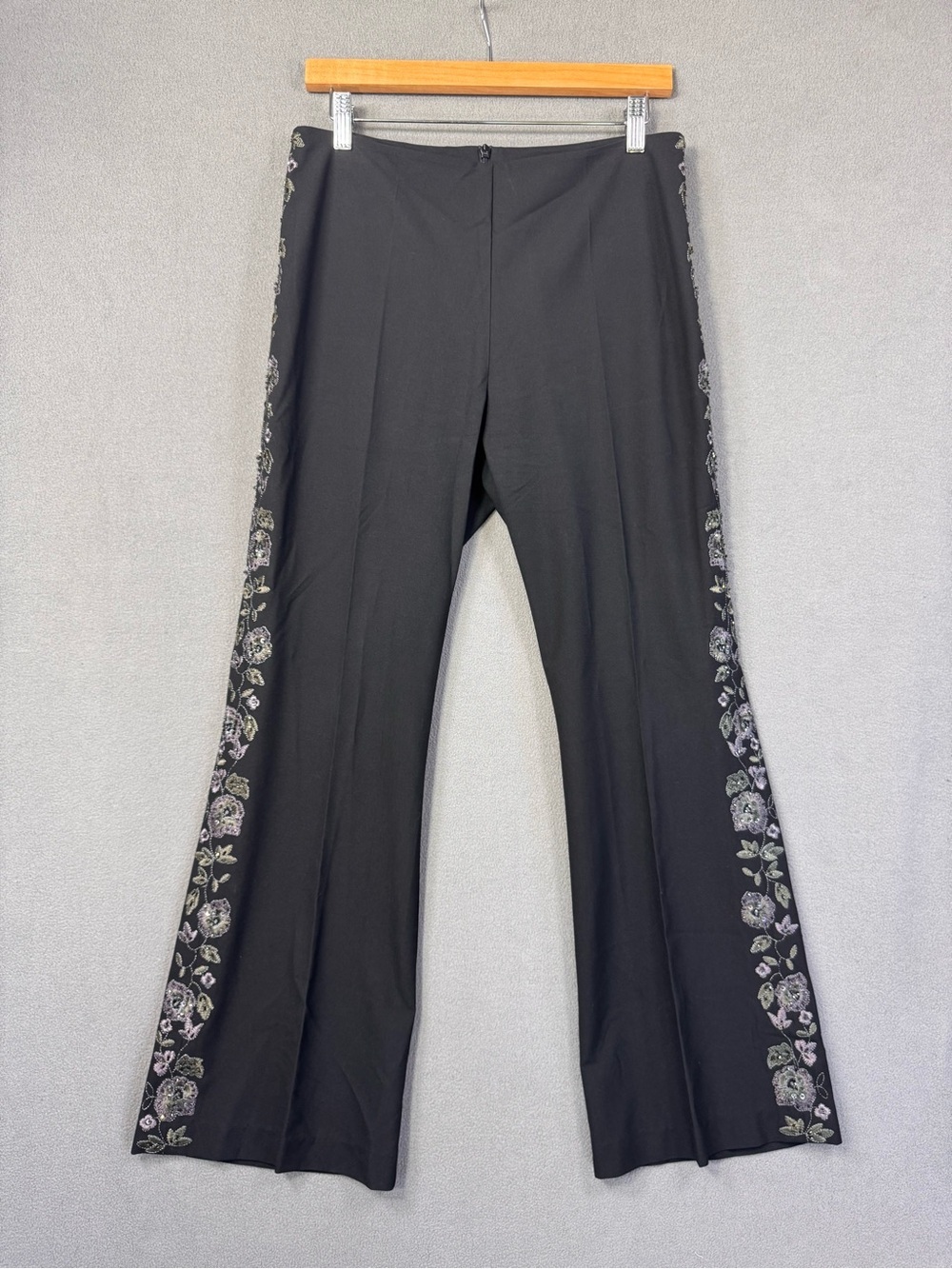 Vintage Y2K Fairy Grunge Whimsical Beaded Embroidered Karen Kane Flare Pants, 10